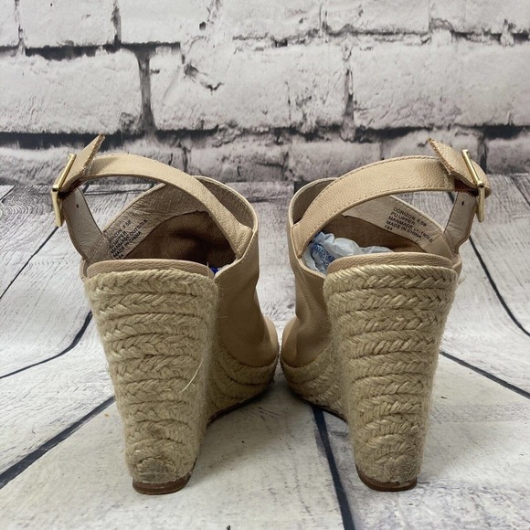Steve Madden Corizon Wedge Open Toe Sandal Beige Womens Size 8.5 - Picture 5 of 10